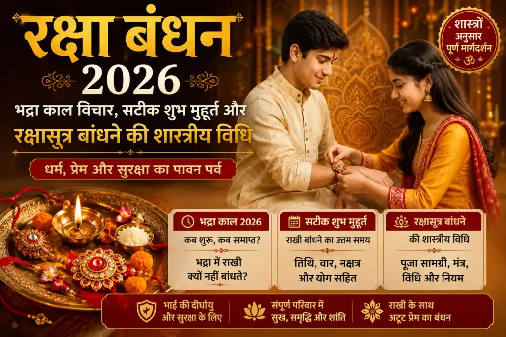 रक्षा बंधन 2026: भद्रा काल विचार, सटीक शुभ मुहूर्त और रक्षासूत्र बांधने की शास्त्रीय विधि रक्षा बंधन 2026: भद्रा काल विचार, सटीक शुभ मुहूर्त और रक्षासूत्र बांधने की शास्त्रीय विधि - Vedic Pujas & Anushthan | DivyaYagyam
